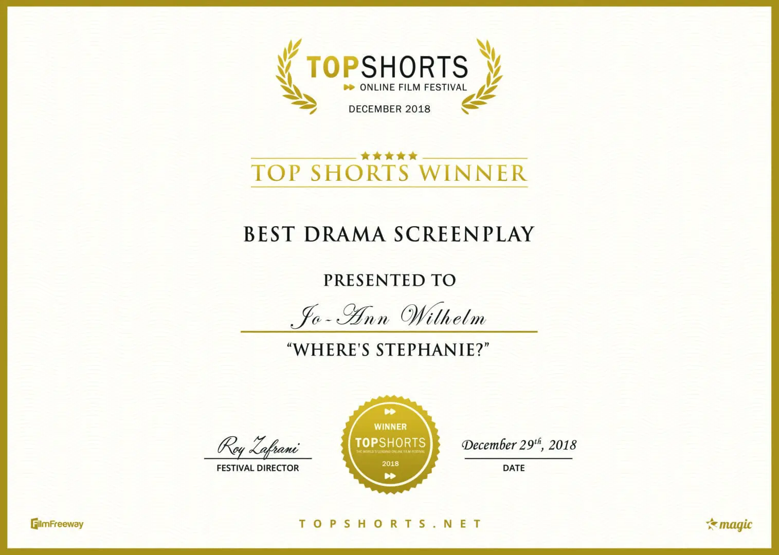 3 Top Shorts Best Drama Screenplay Winner 3 Top Shorts Best Drama Screenplay Winner