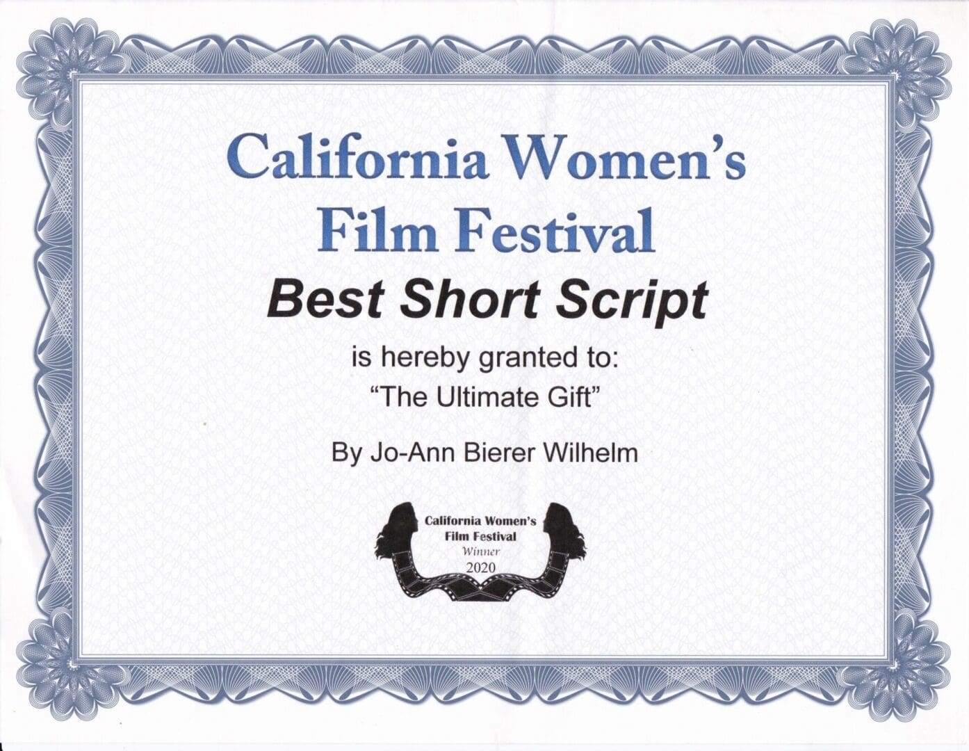 California Women's Film Festival 2020_Best Short Script California Women's Film Festival 2020_Best Short Script