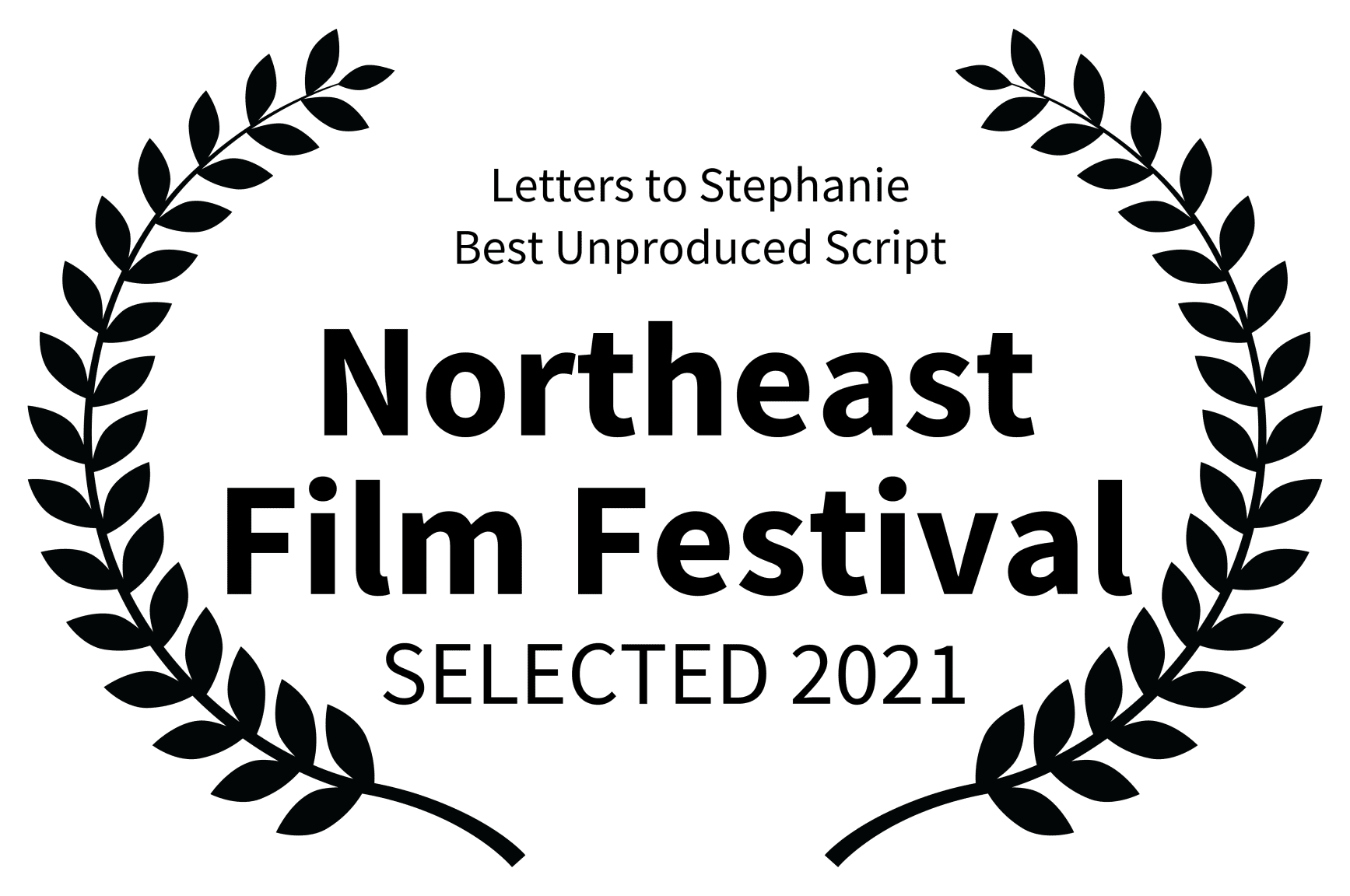 A green background with black leaves and the words northeast film festival.
