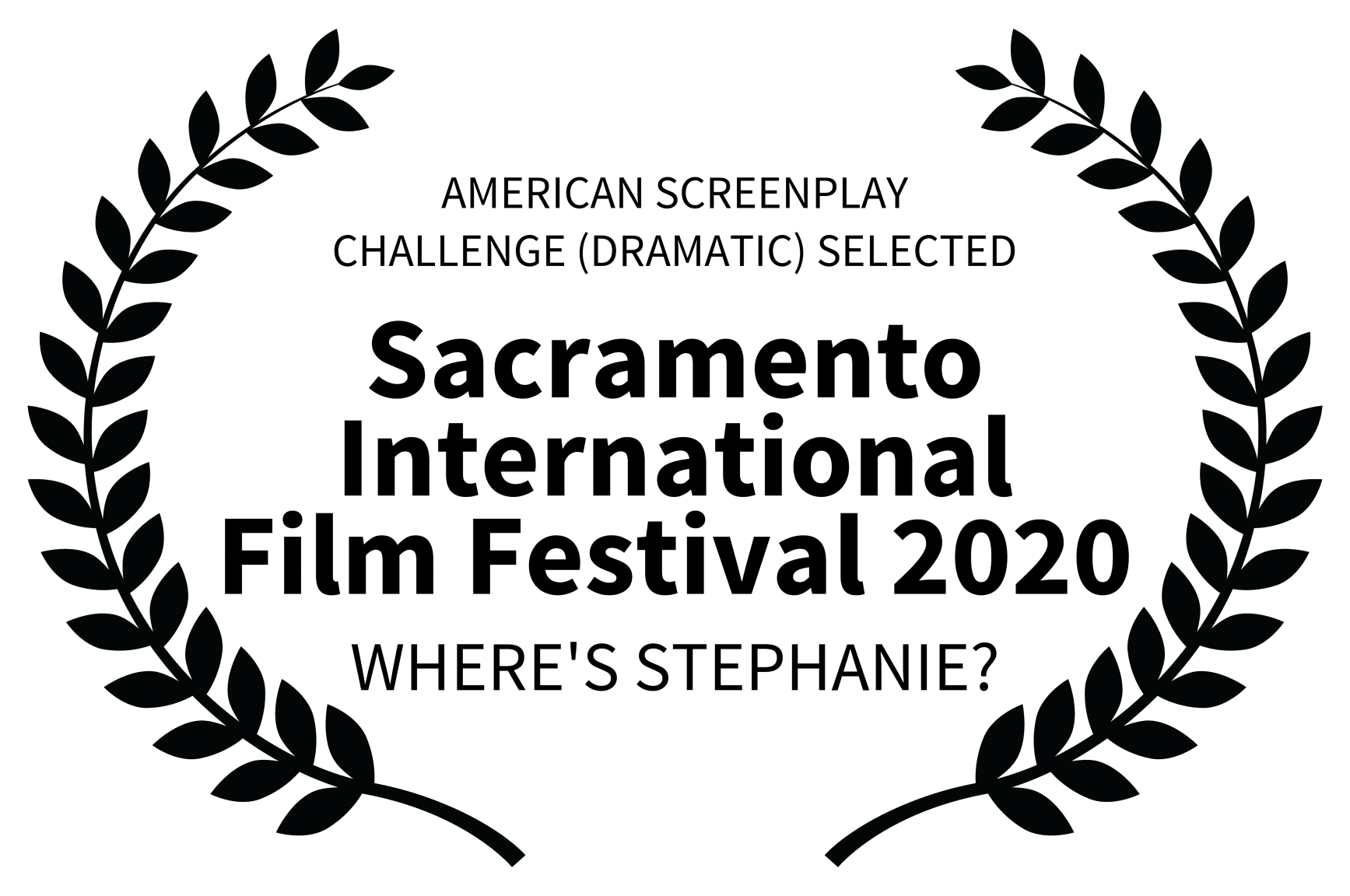 A green background with black leaves and the words sacramento international film festival 2 0 2 0.